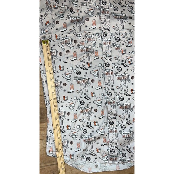Men’s Rock & Roll Skeleton Wild West Western Pearl Button Down Shirt Large SS - Picture 7 of 7